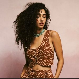 Free People Bennett Top and Short Set in Fawn Combo